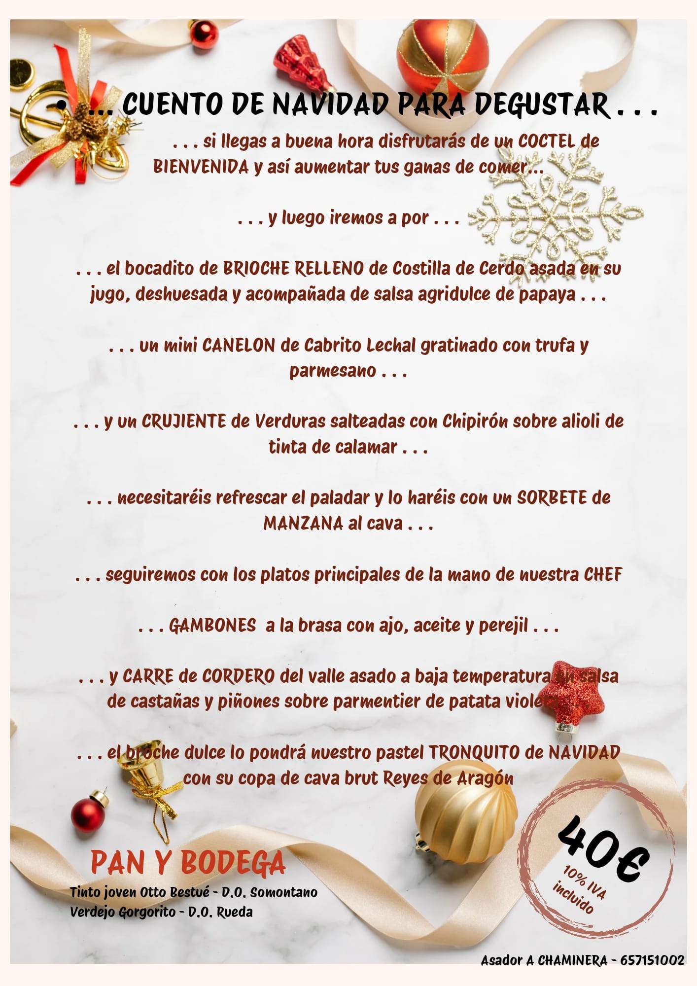 Menú Navidad en Sabiñánigo
